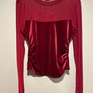 Wild Fable Burgundy Velvet Sheer Blouse. Size Medium